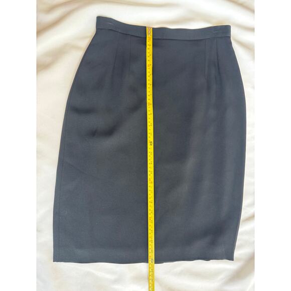 Giorgio Armani Le Collezioni Skirt Sz 10 Knee Length Glam Black Pencil Vintage - Picture 9 of 9
